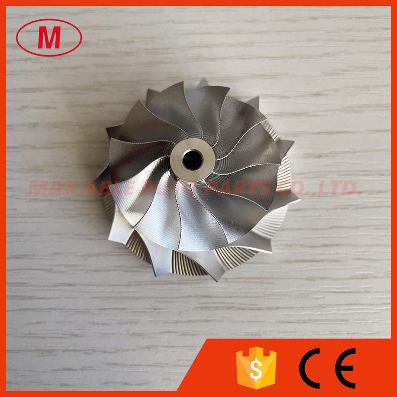 TD03 forward 37.50/48.00mm 11+0blades Point Milling Snake Curve,Twisted Blade Performance Turbo billet compressor wheel