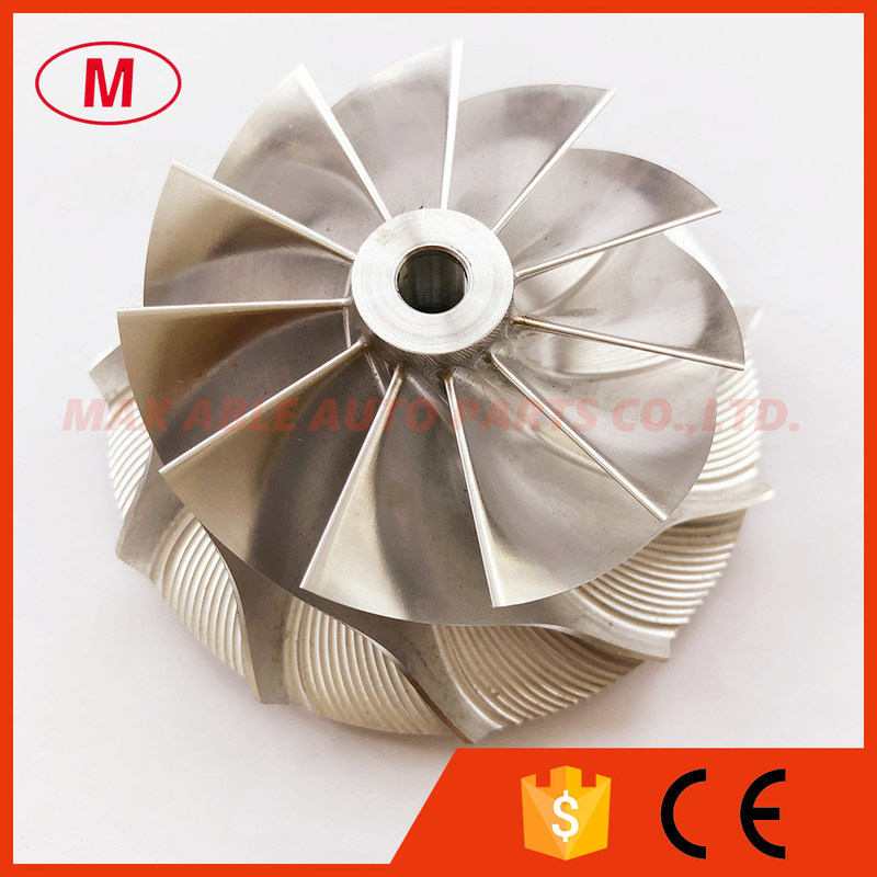 T04S 58.47/76.07mm 11+0 blades turbo milling/aluminum 2618/billet compressor wheel for Racing trailing angle 75 degree